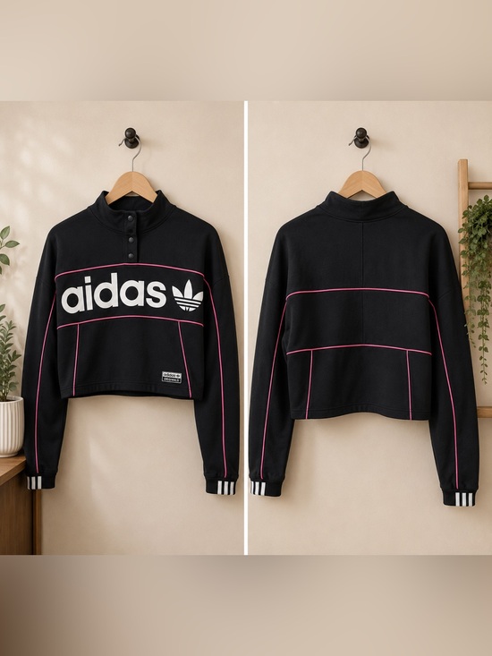 adidas Tops - Adidas Black and Pink Sweatshirt